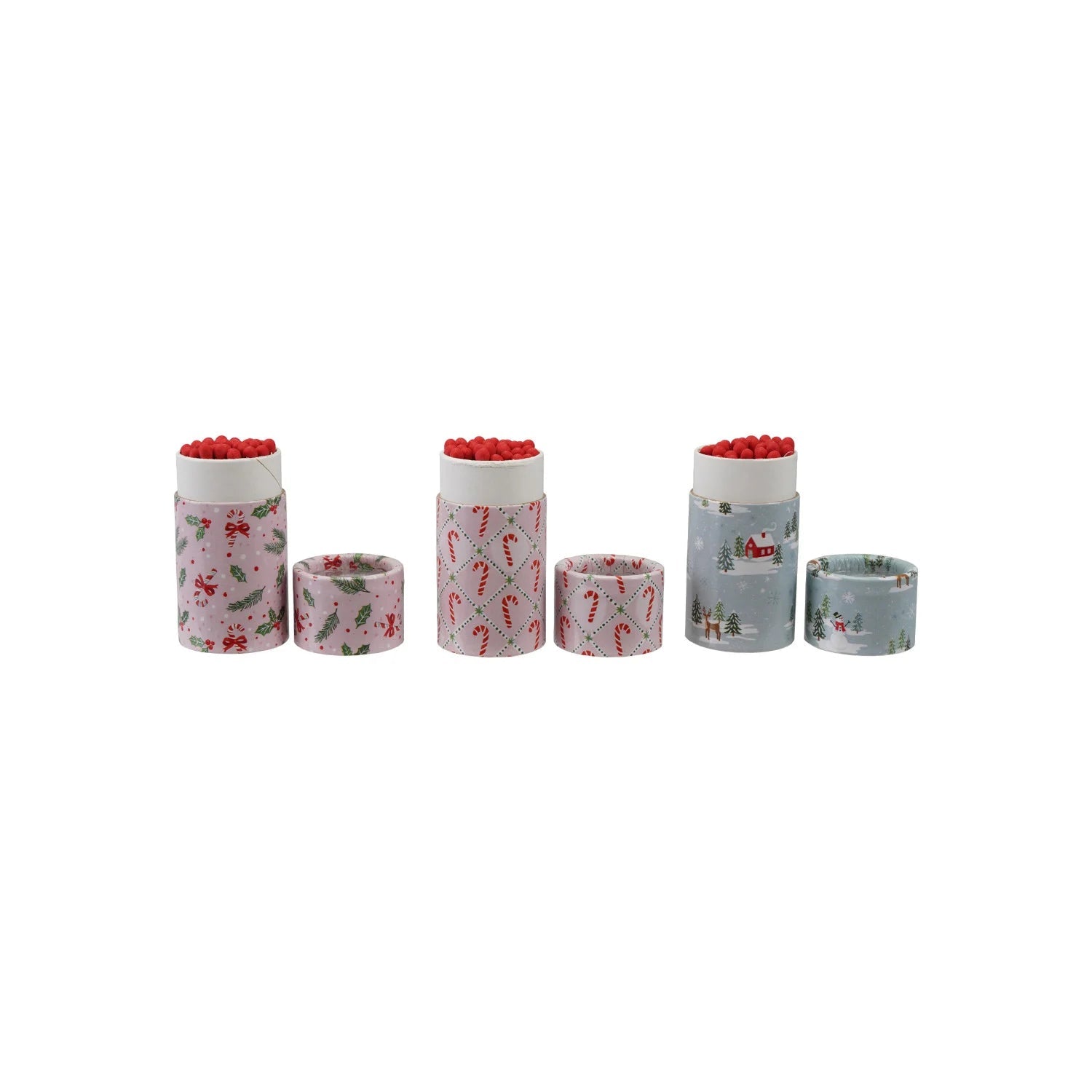 Winter Holiday Safety Matches in Decorative Tubes