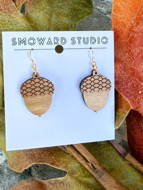 Wooden Acorn Earrings