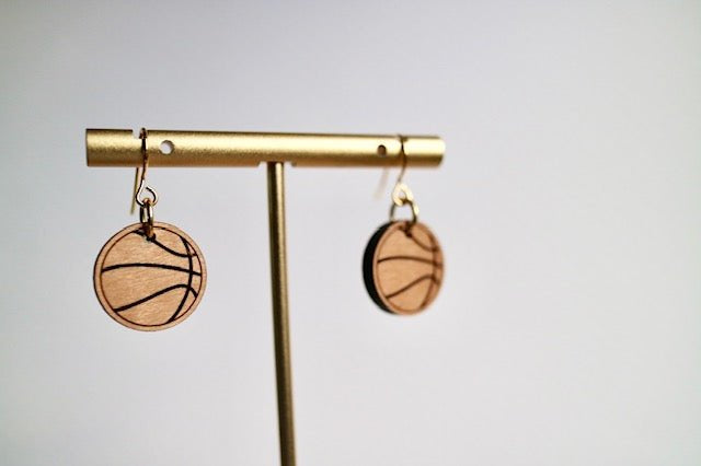 Wooden Basketball Earrings - Juli's Wearable Art