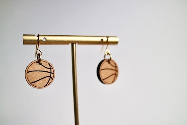 Wooden Basketball Earrings