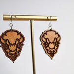 Wooden Bedford Bison Head Earrings - Juli's Wearable Art