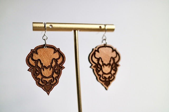 Wooden Bedford Bison Head Earrings