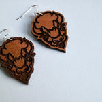 Wooden Bedford Bison Head Earrings - Juli's Wearable Art