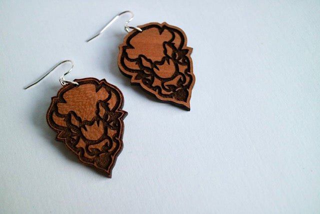 Wooden Bedford Bison Head Earrings - Juli's Wearable Art