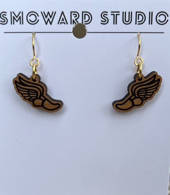 Wooden Track Shoe Earrings