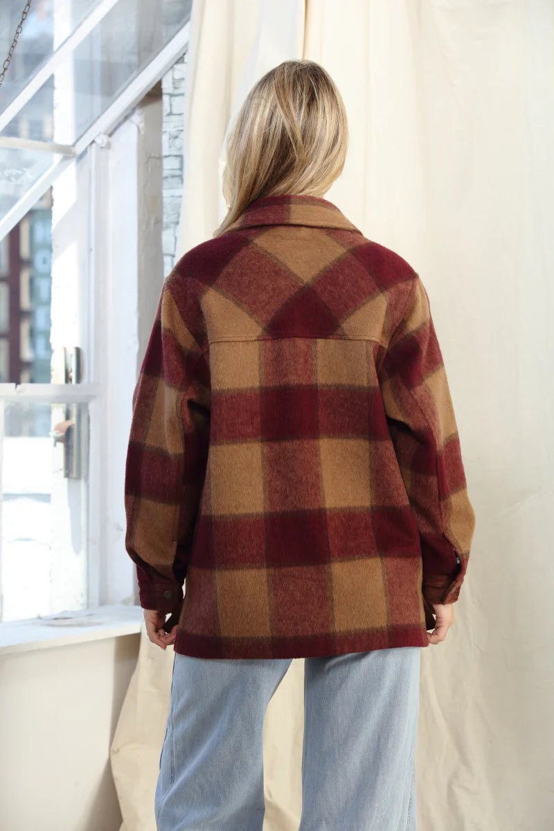 Wool Blended Plaid Shacket - Juli's Wearable Art