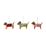 Wool Felt Dachshunds in Sweaters Ornaments - Juli's Wearable Art