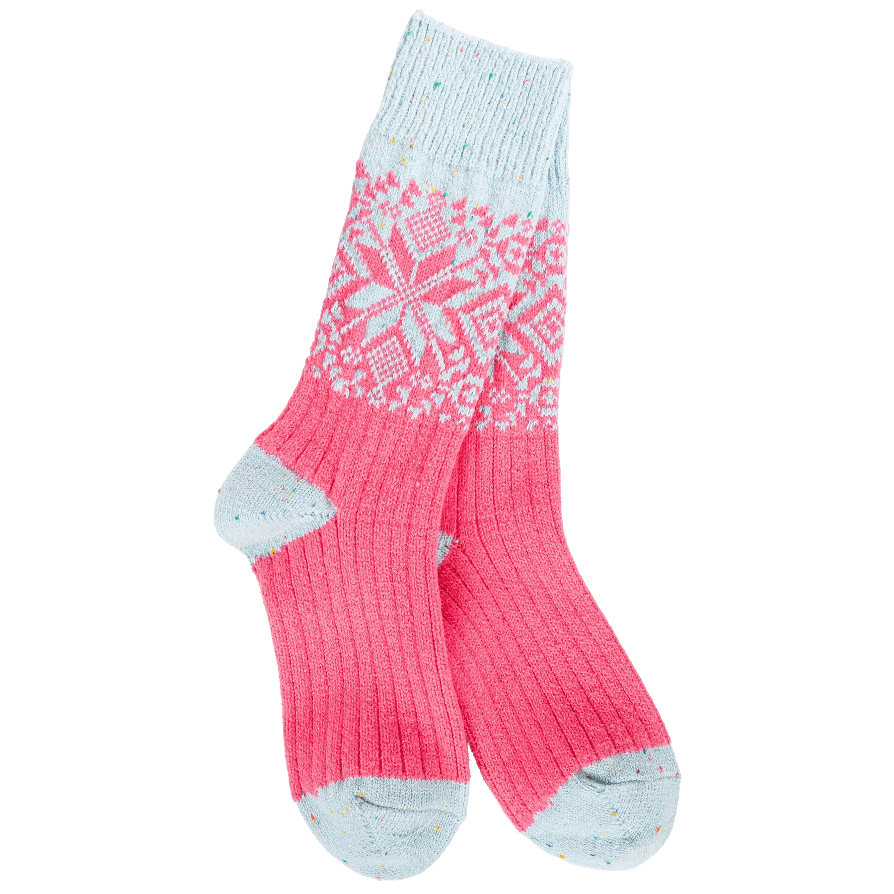 World's Softest Holiday Confetti Crew Socks | Pink + Blue Confetti - Juli's Wearable Art