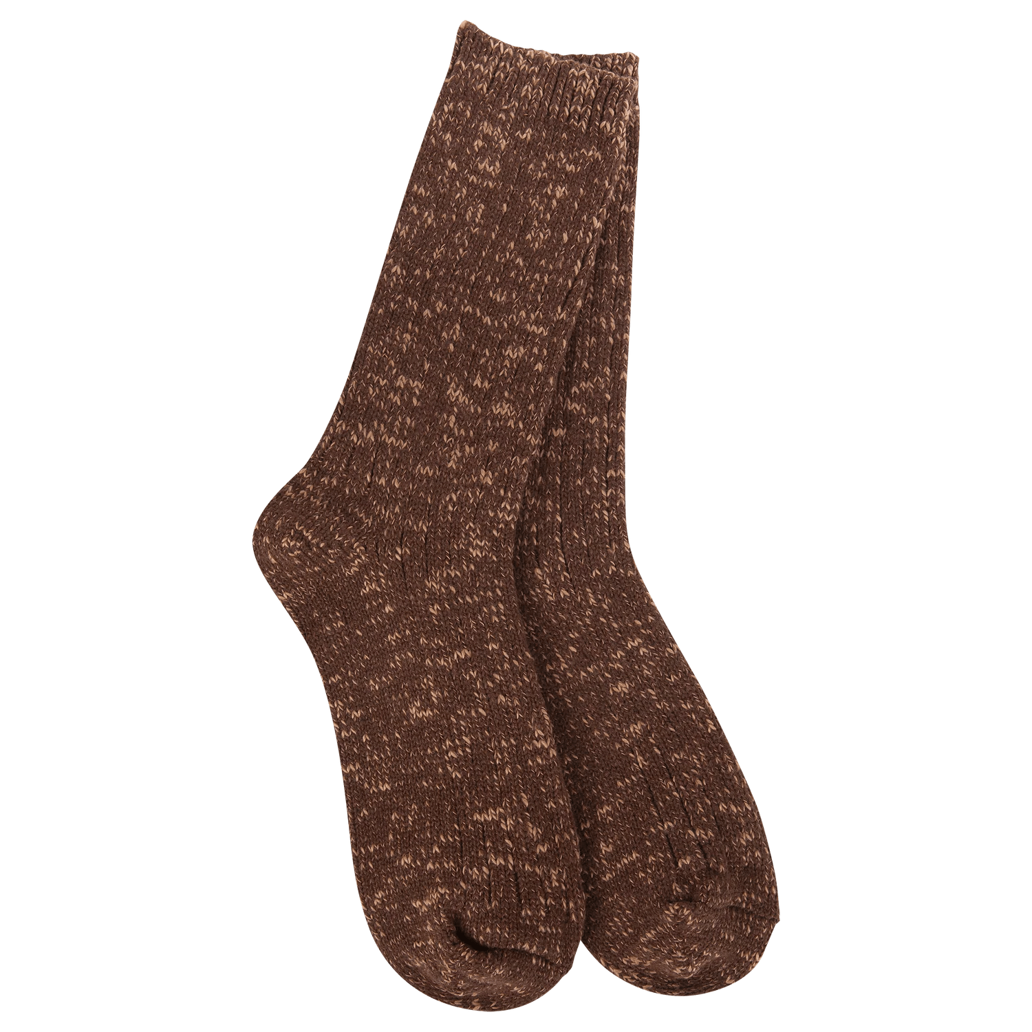 World's Softest Weekend Cotton Slub Marled Crew Socks - Coffee - Juli's Wearable Art