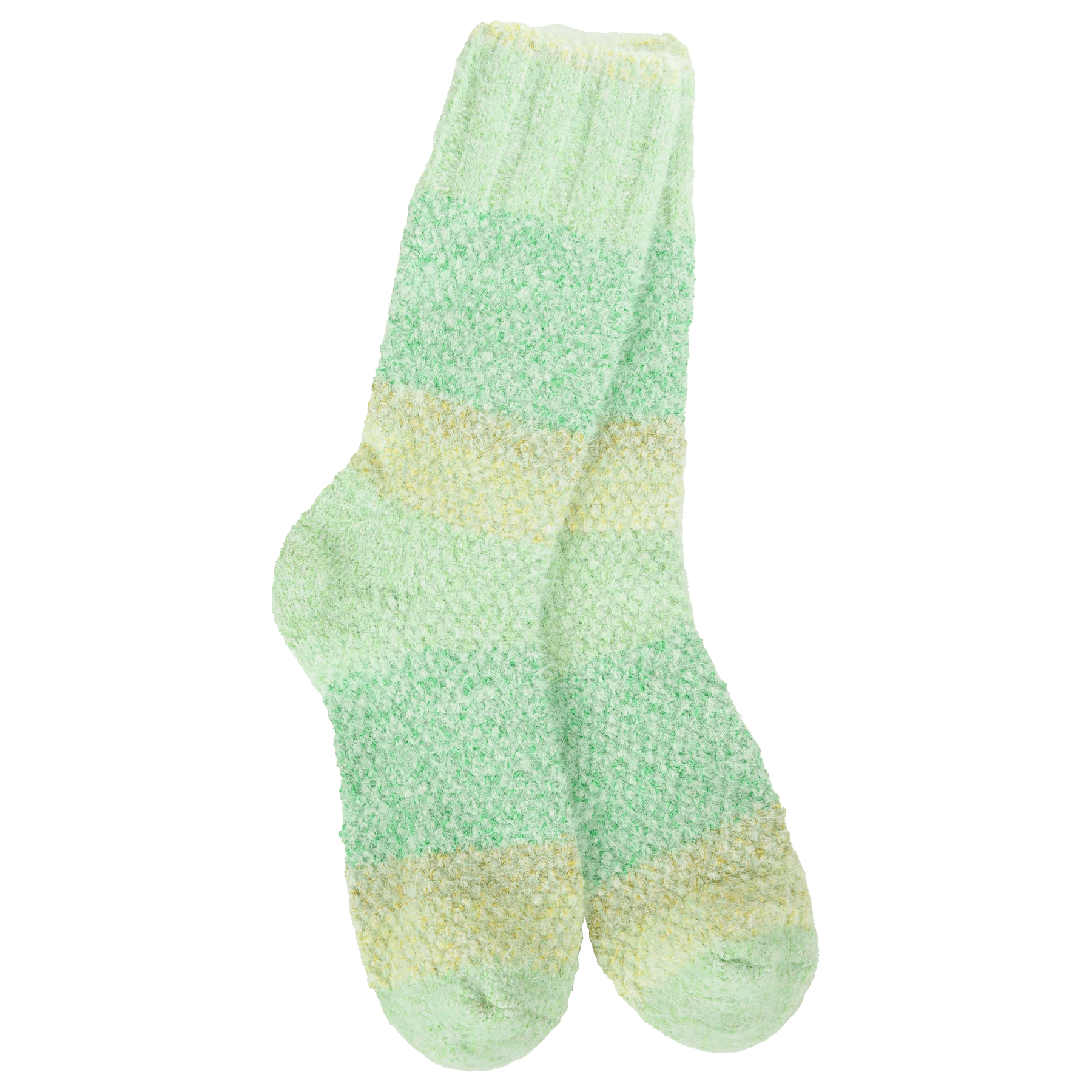 World's Softest Weekend Ombre Feather Crew Socks | Lemon Lime - Juli's Wearable Art