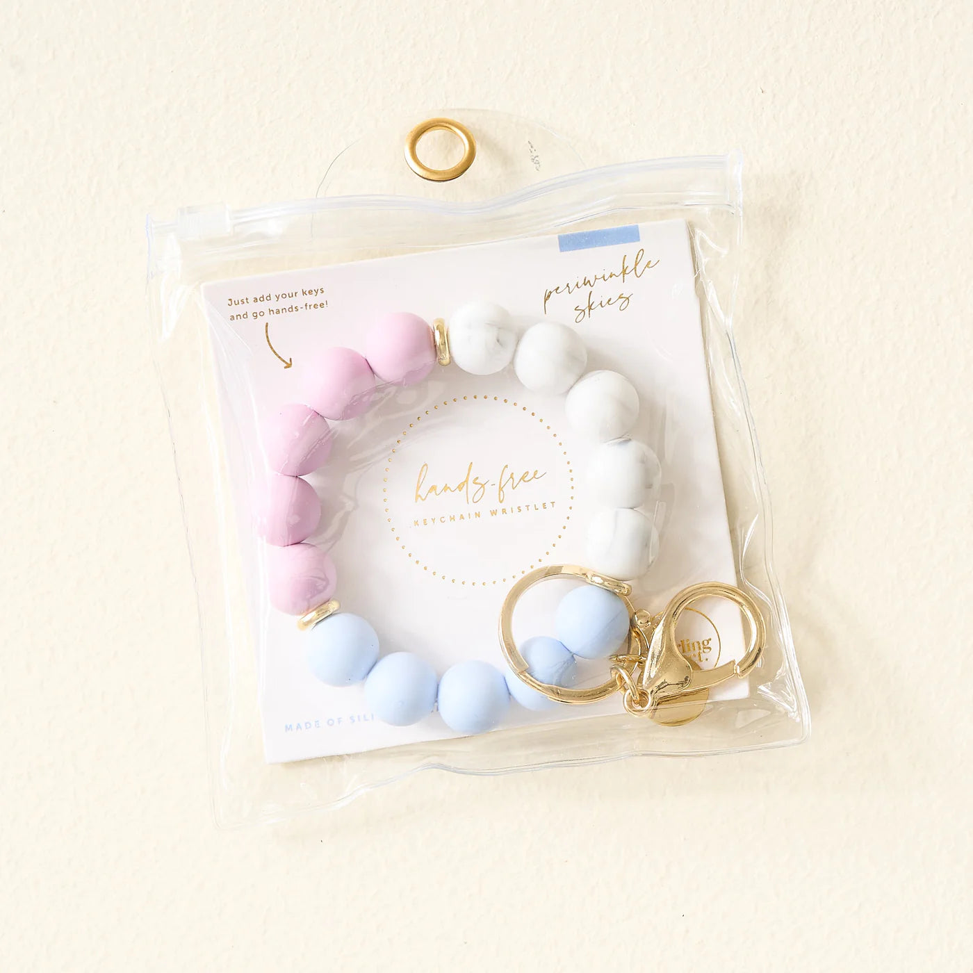 Hands-Free Silicone Beaded Key Chain Wristlet - Periwinkle Skies