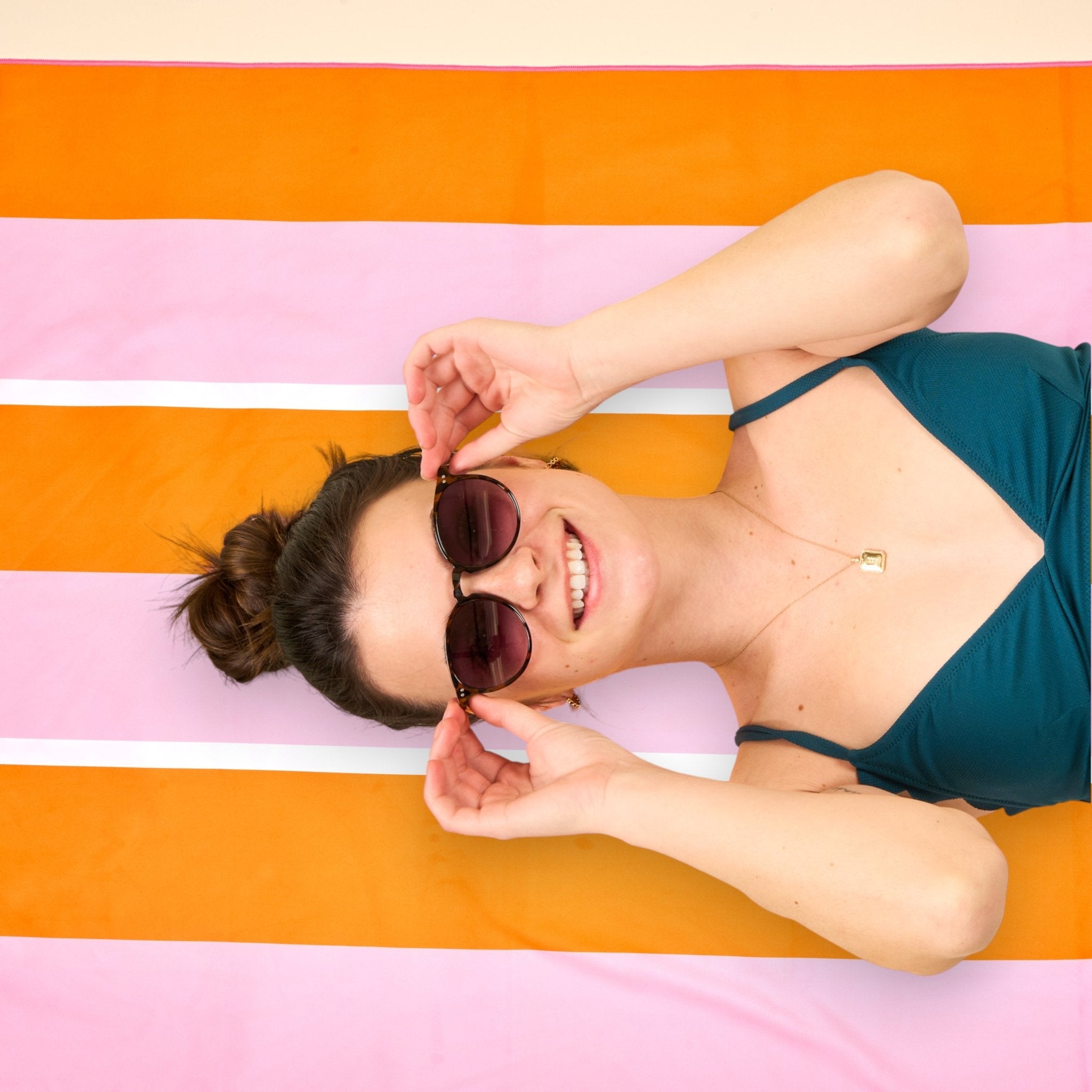 XL Quick - Dry Beach Towel | Sicily Stripes Pink - Juli's Wearable Art