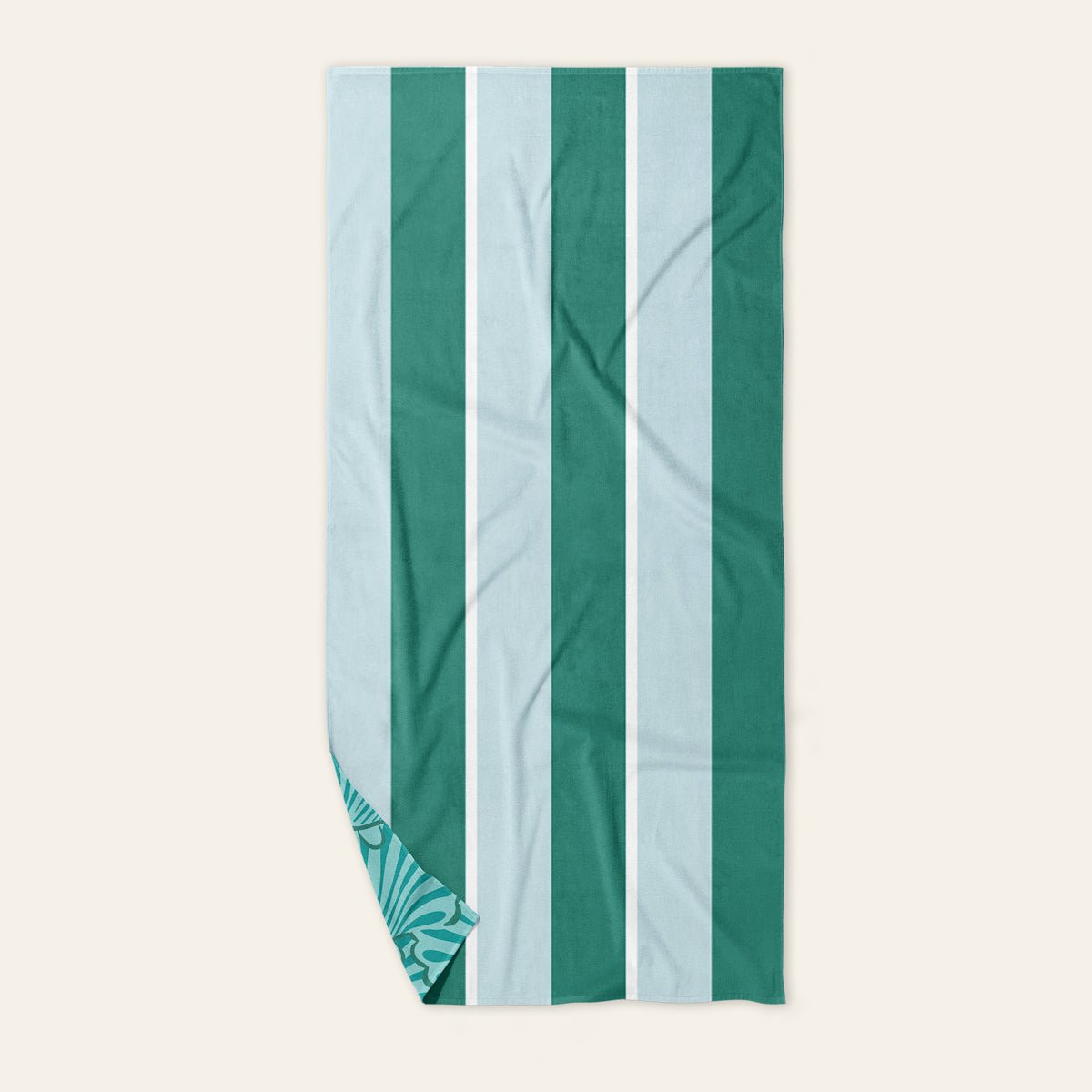 XL Quick - Dry Beach Towel | Sicily Stripes Teal - Juli's Wearable Art