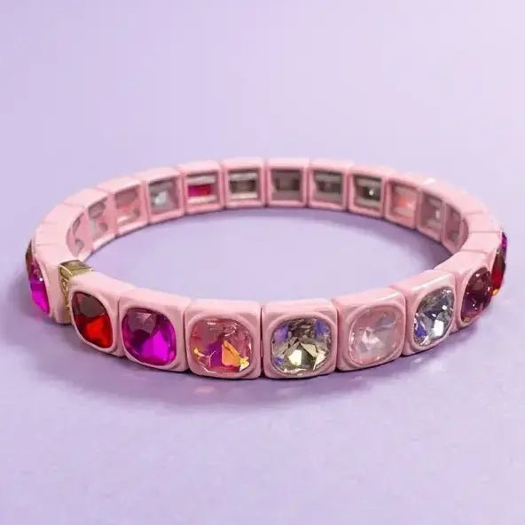 Zoe Enamel Stretch Bracelet | Pink - Juli's Wearable Art