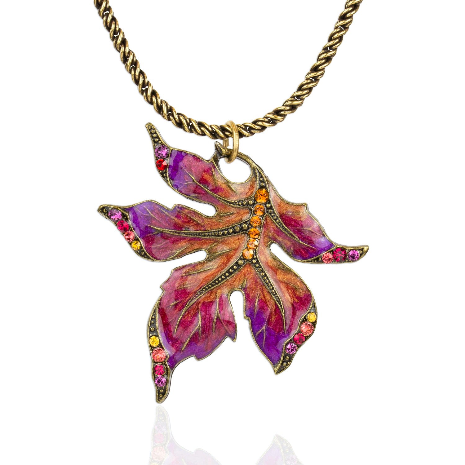Anne Koplik Kaeda Crystal Maple Leaf Necklace