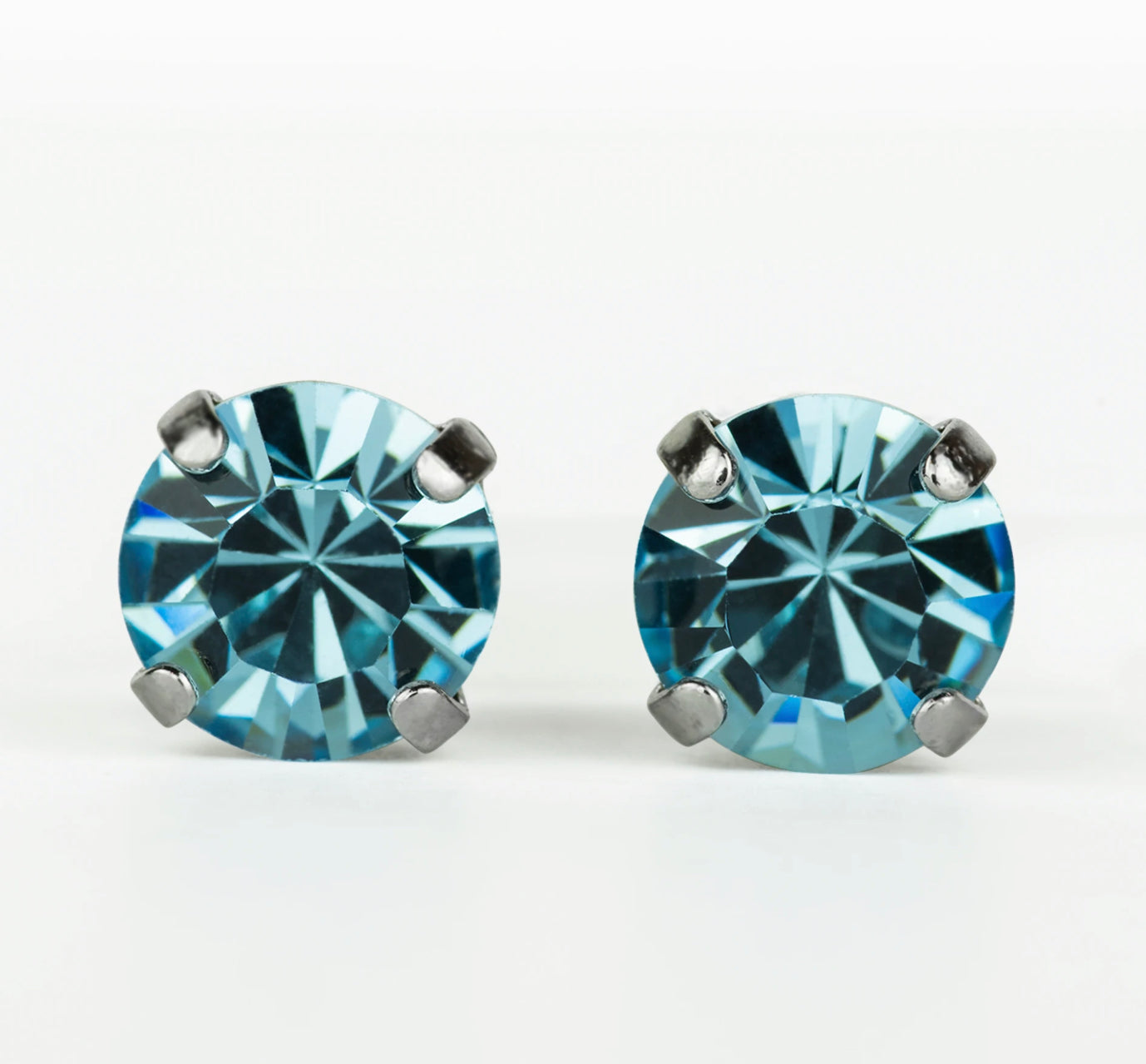 Mariana Antiqued Silver Plated Large Single Stone Post Earrings in "Aquamarine”