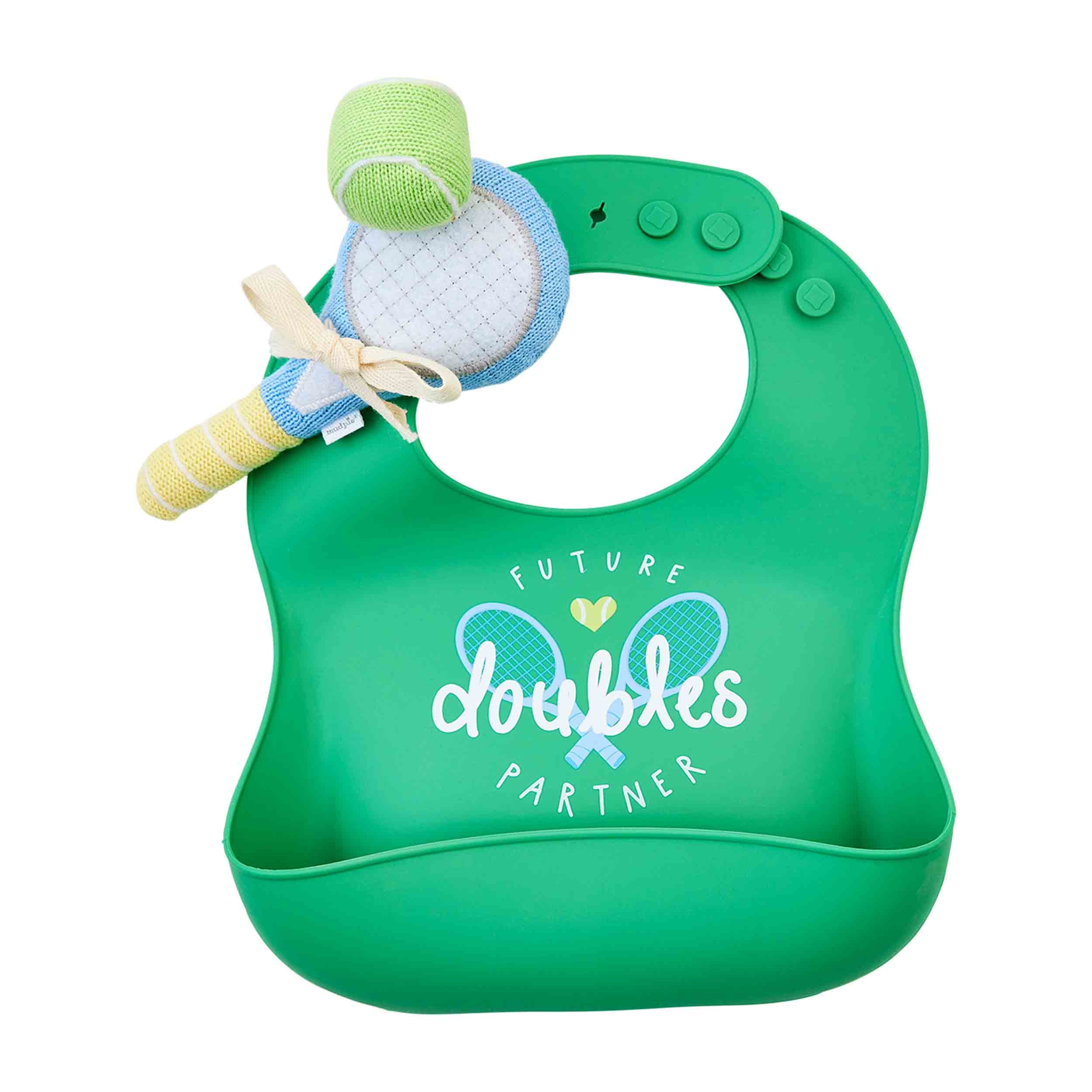 Mudpie Tennis Bib & Rattle Set