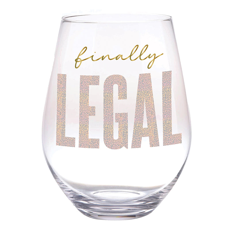 Slant Jumbo Wine Glass - Finally Legal