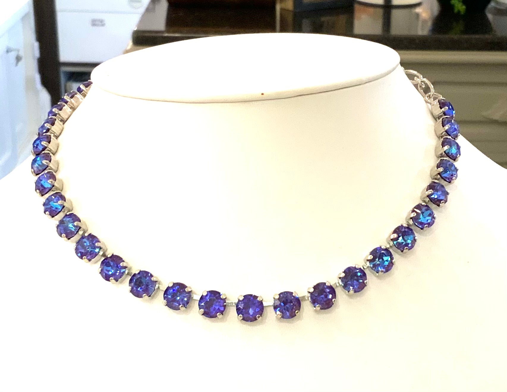 Mariana Rhodium Plated Must-Have Everyday Crystal Necklace in Sun-Kissed “Plum”
