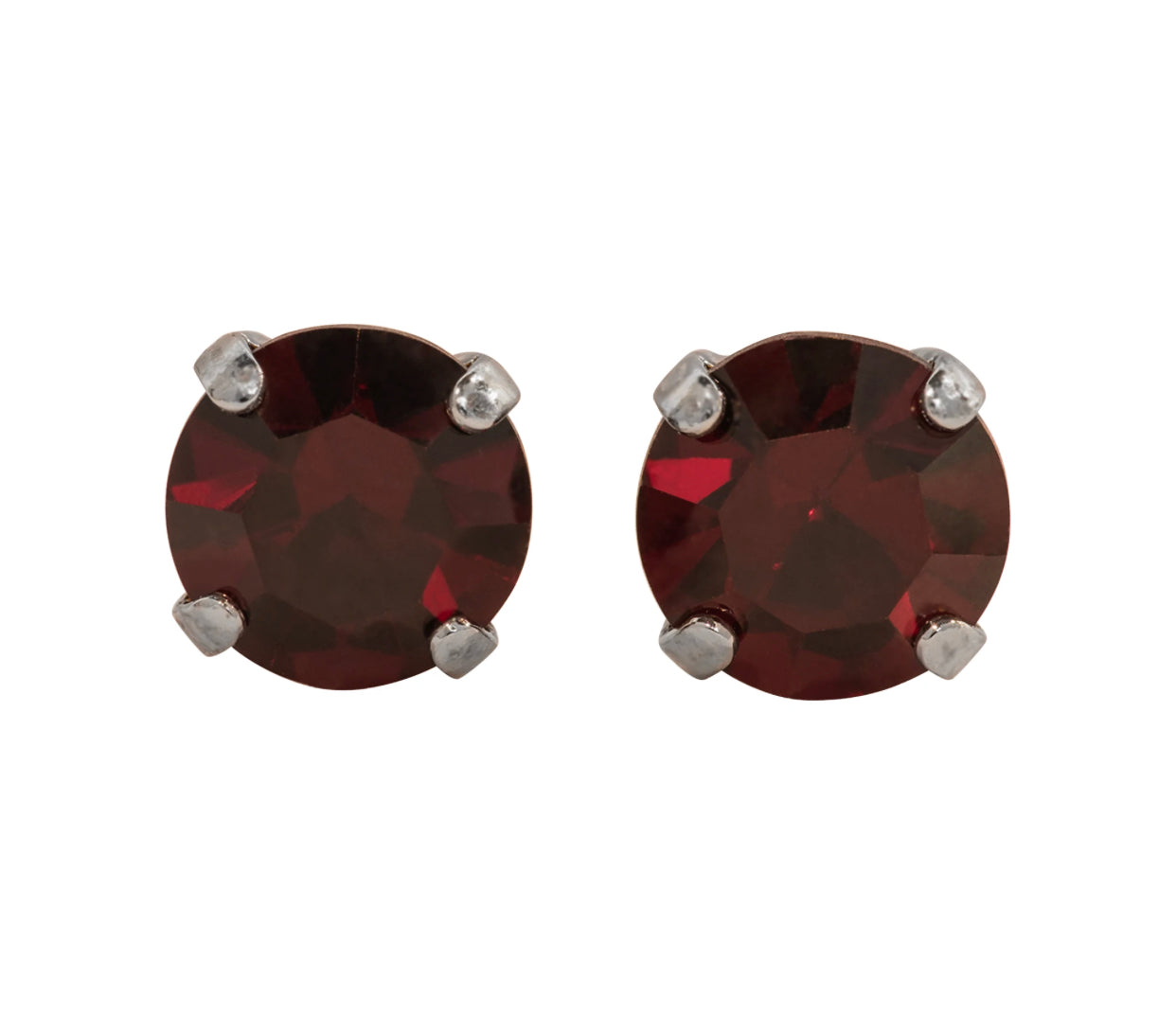 Mariana Rhodium Plated Must-Have Crystal Post Earrings in “Garnet”