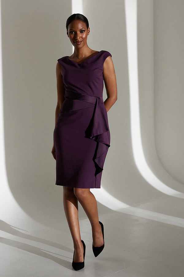 Joseph Ribkoff Amethyst Purple Draped Front Dress