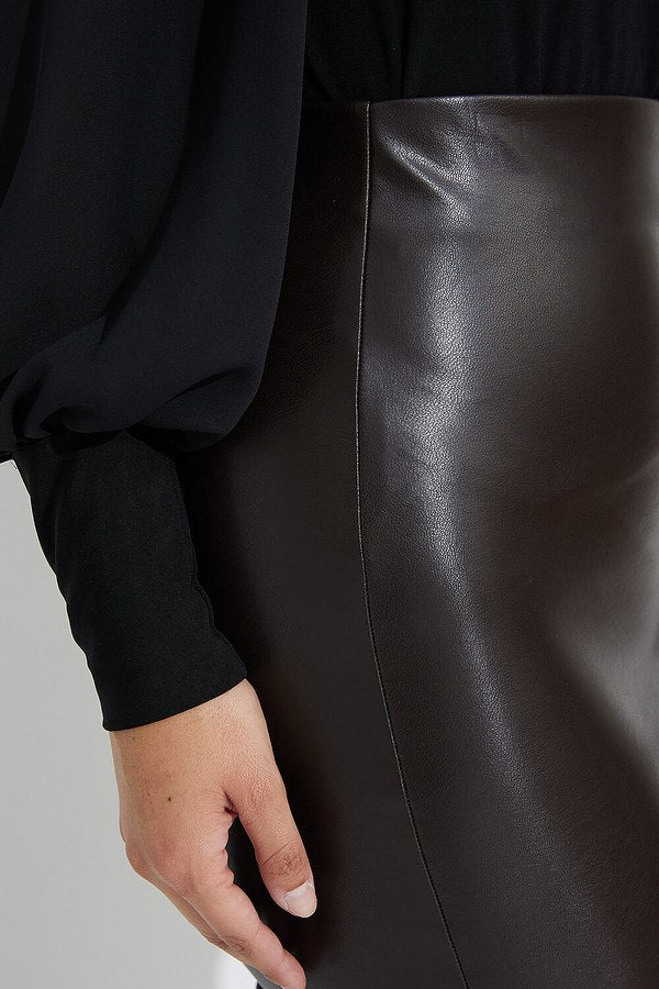 Joseph Ribkoff Black Faux Leather Pencil Skirt