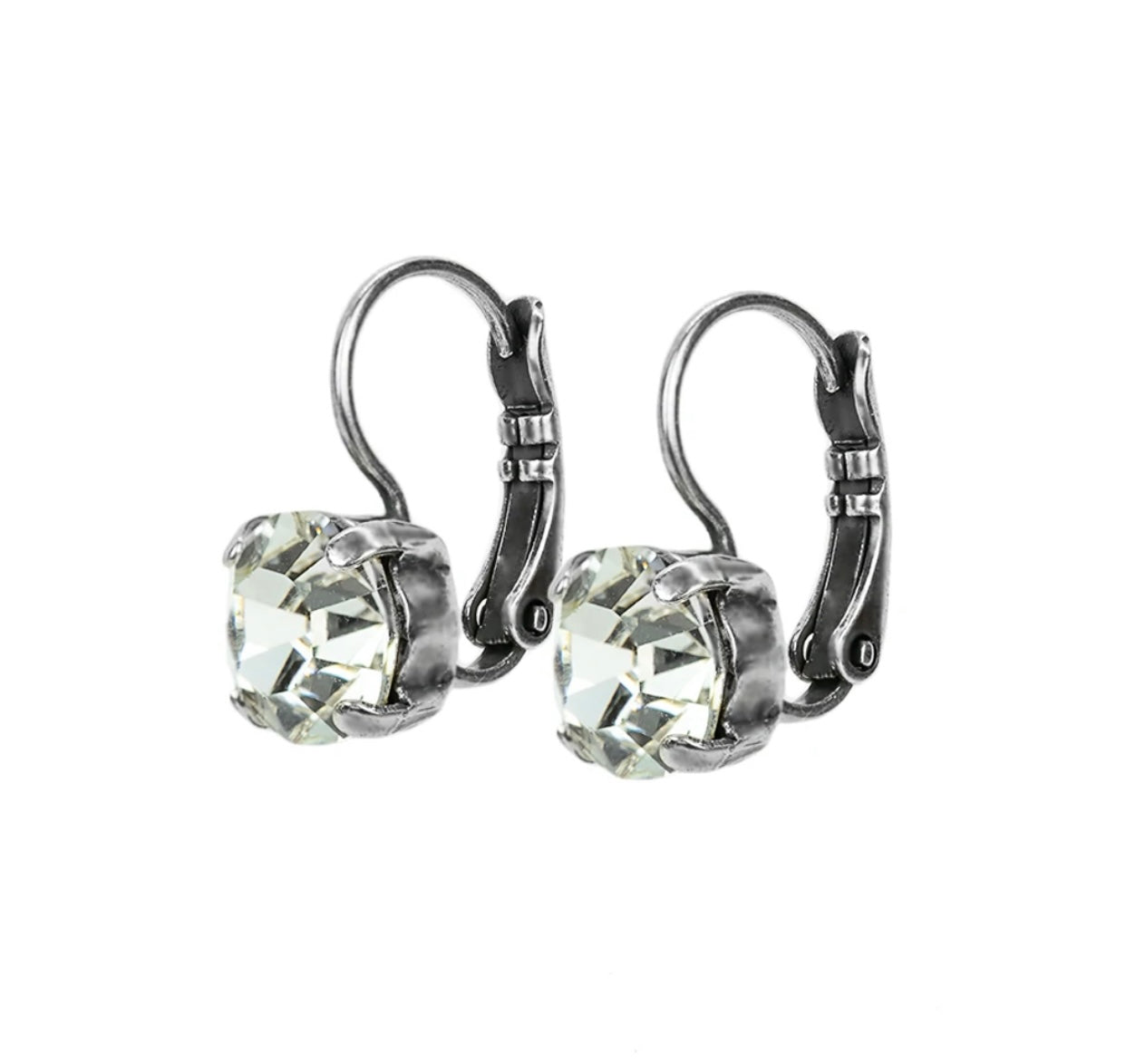 Mariana Silver Single Stone Leverback Crystal Earrings in "Clear"