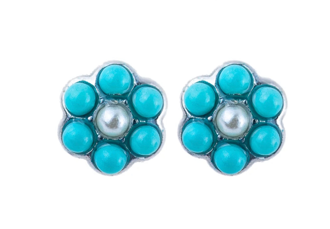 Mariana Silver Petite Crystal Flower Post Earrings “Polar”