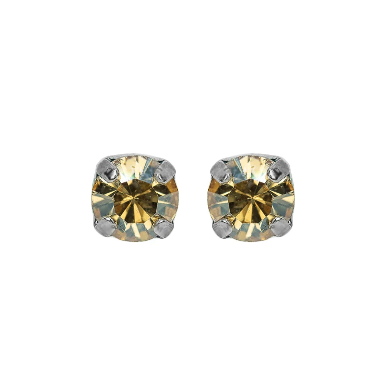 Mariana Rhodium Plated Petite Single Stone Post Earrings in "Golden Shadow”