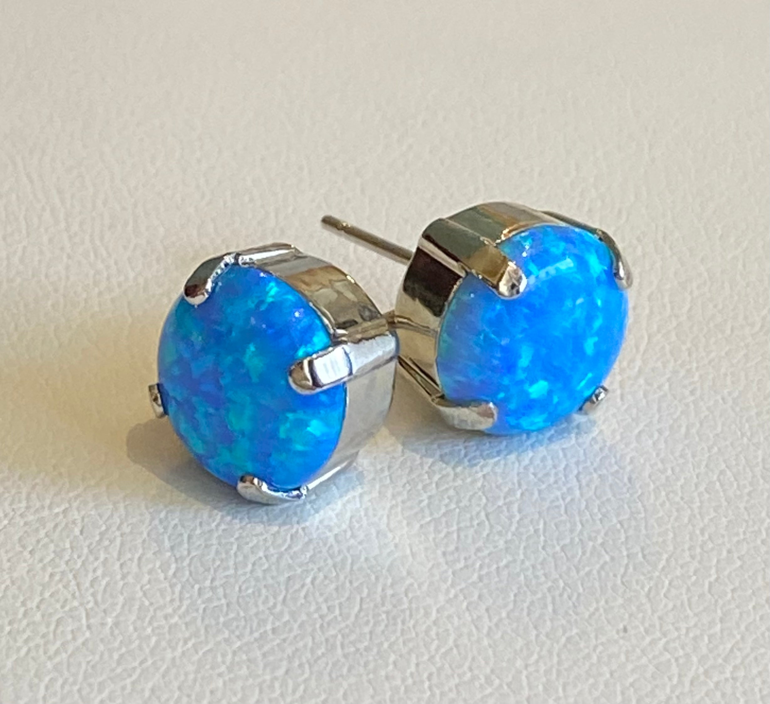 Mariana Silver Large Single Stone Post Earrings in Blue “Italian Ice”
