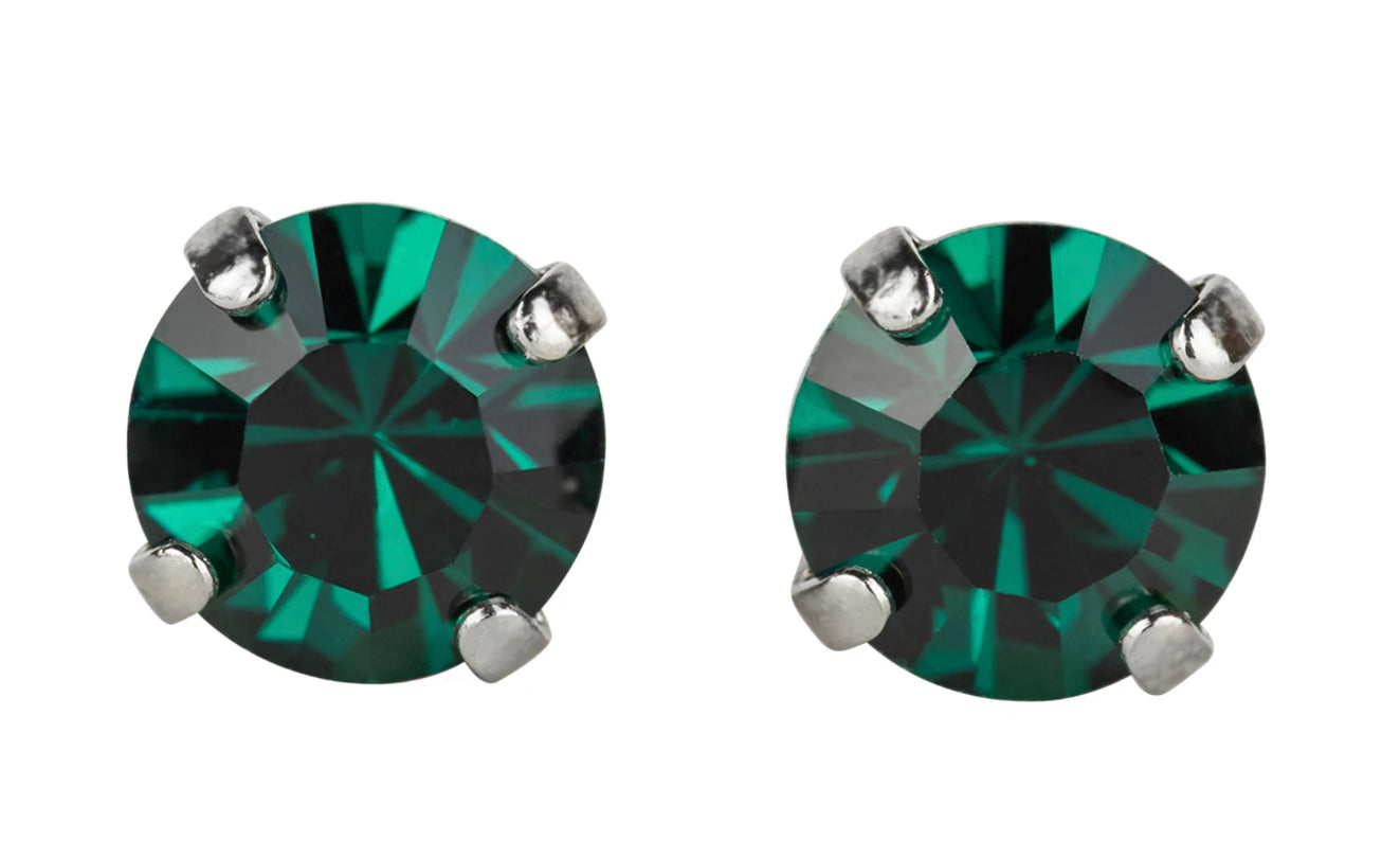 Mariana Antiqued Silver Must-Have Crystal Post Earrings in "Emerald”