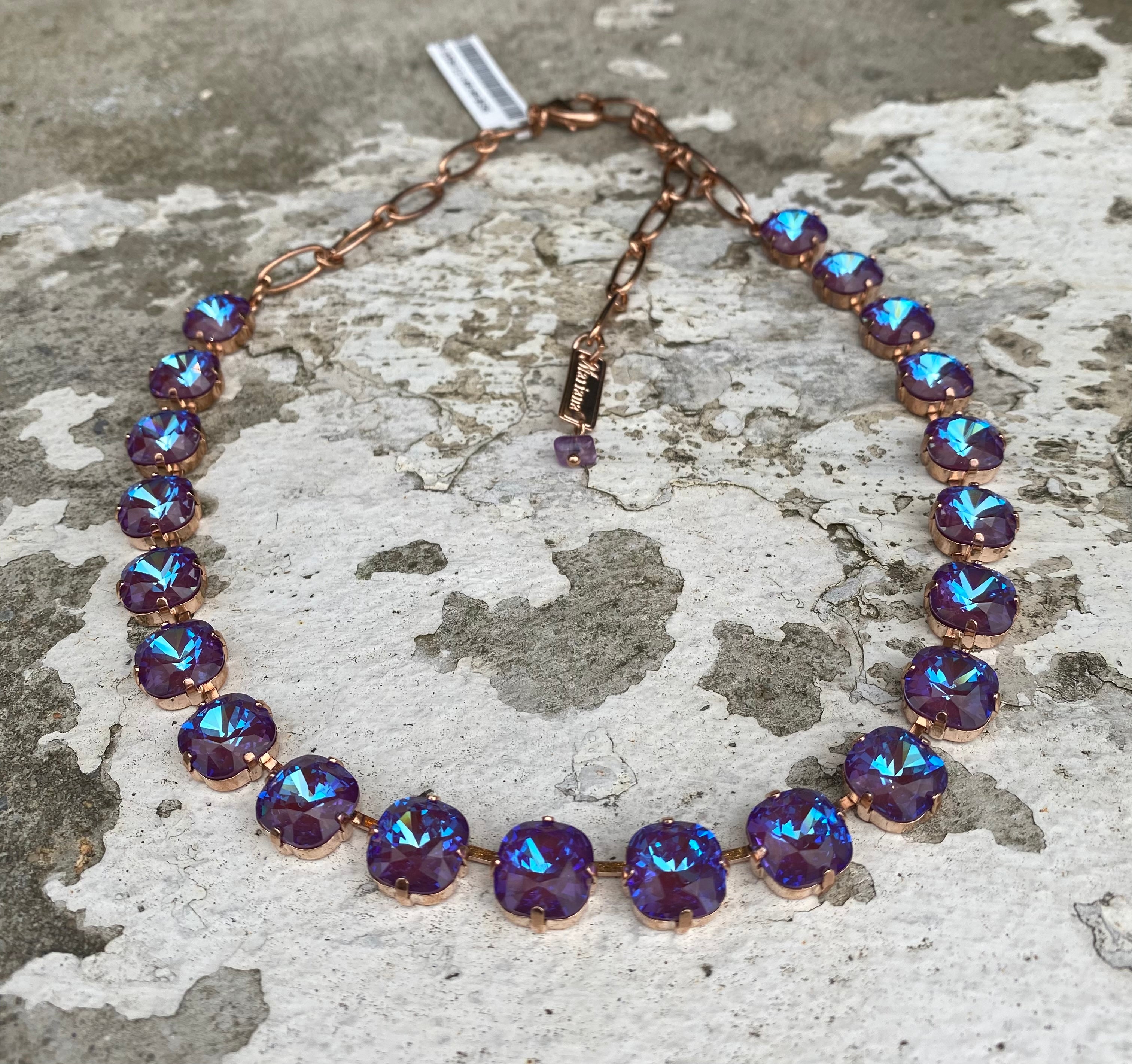 Mariana Rose Gold Plated Must-Have Everyday Crystal Necklace in Sun-Kissed “Plum”