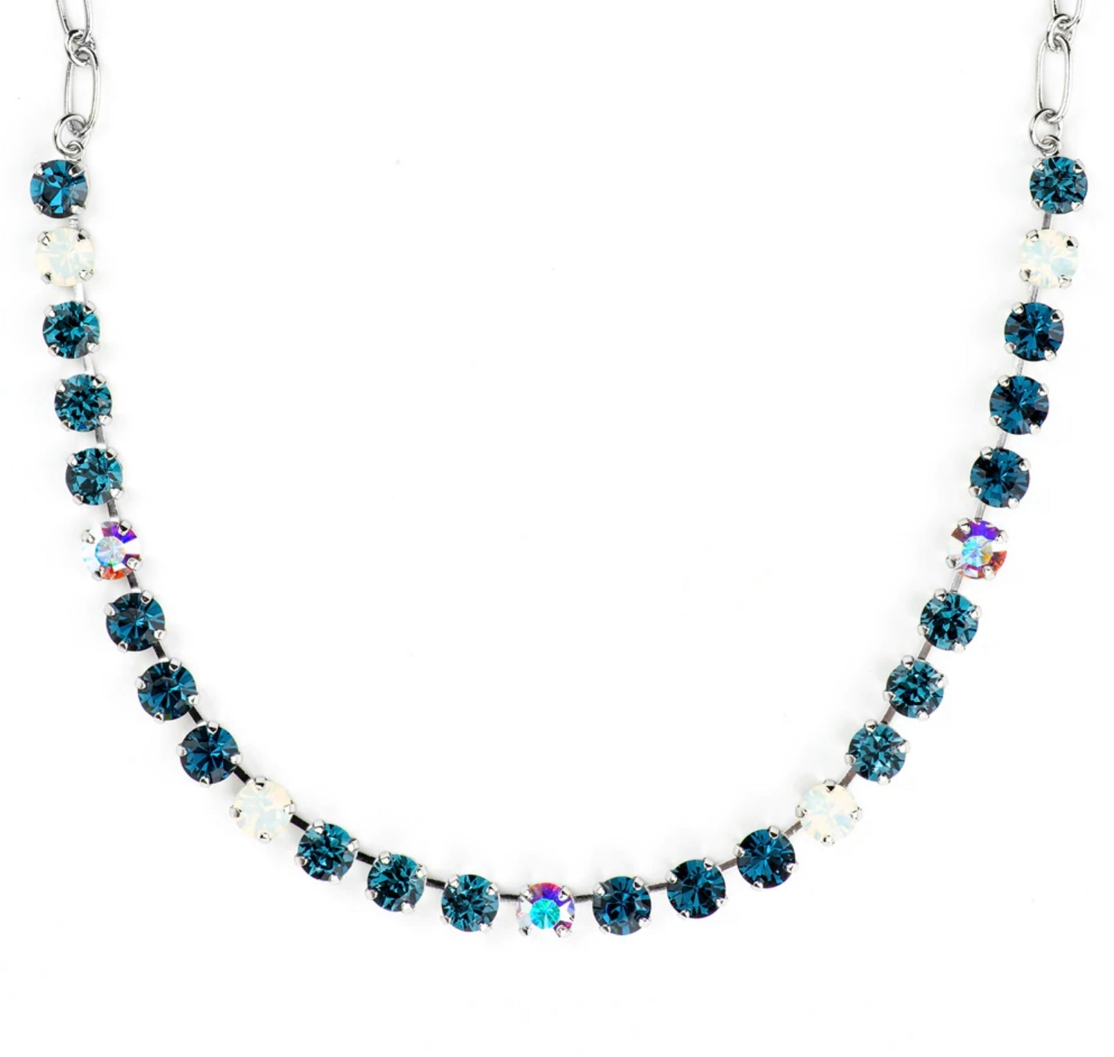 Mariana Antique Silver Must-Have Everyday Crystal Necklace in "Mood Indigo"