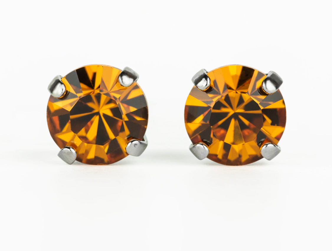 Mariana Antiqued Silver Must-Have Crystal Post Earrings in "Topaz”