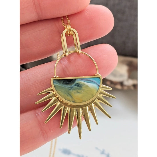 Muro Jewelry "Full Of Hope" Sun Rays Half Moon Necklace