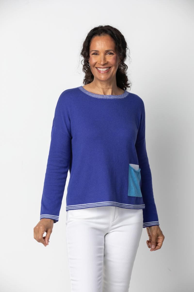 Habitat Royal Blue Cotton Easy Pullover with Contrasting Pocket