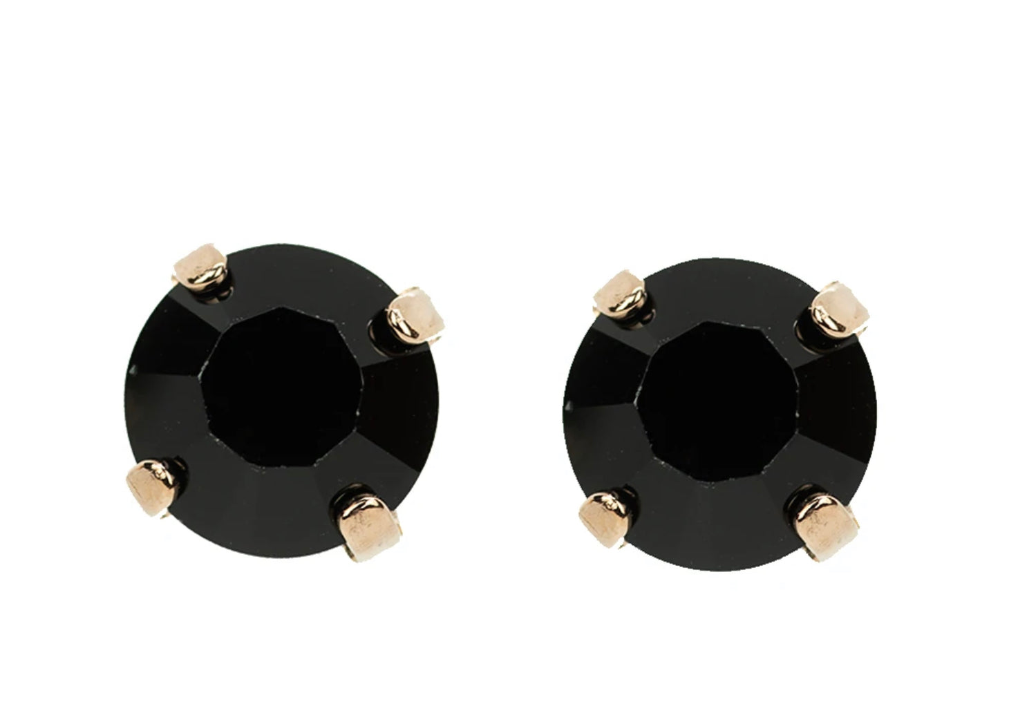 Mariana Yellow Gold Plated Large Single Stone Post Earrings in “Jet Black”