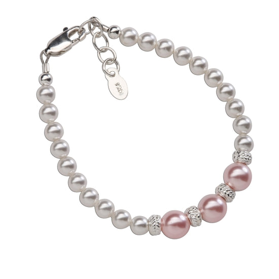 Cherished Moments Paige - Sterling Silver Pink Pearl Baby & Kids Bracelet