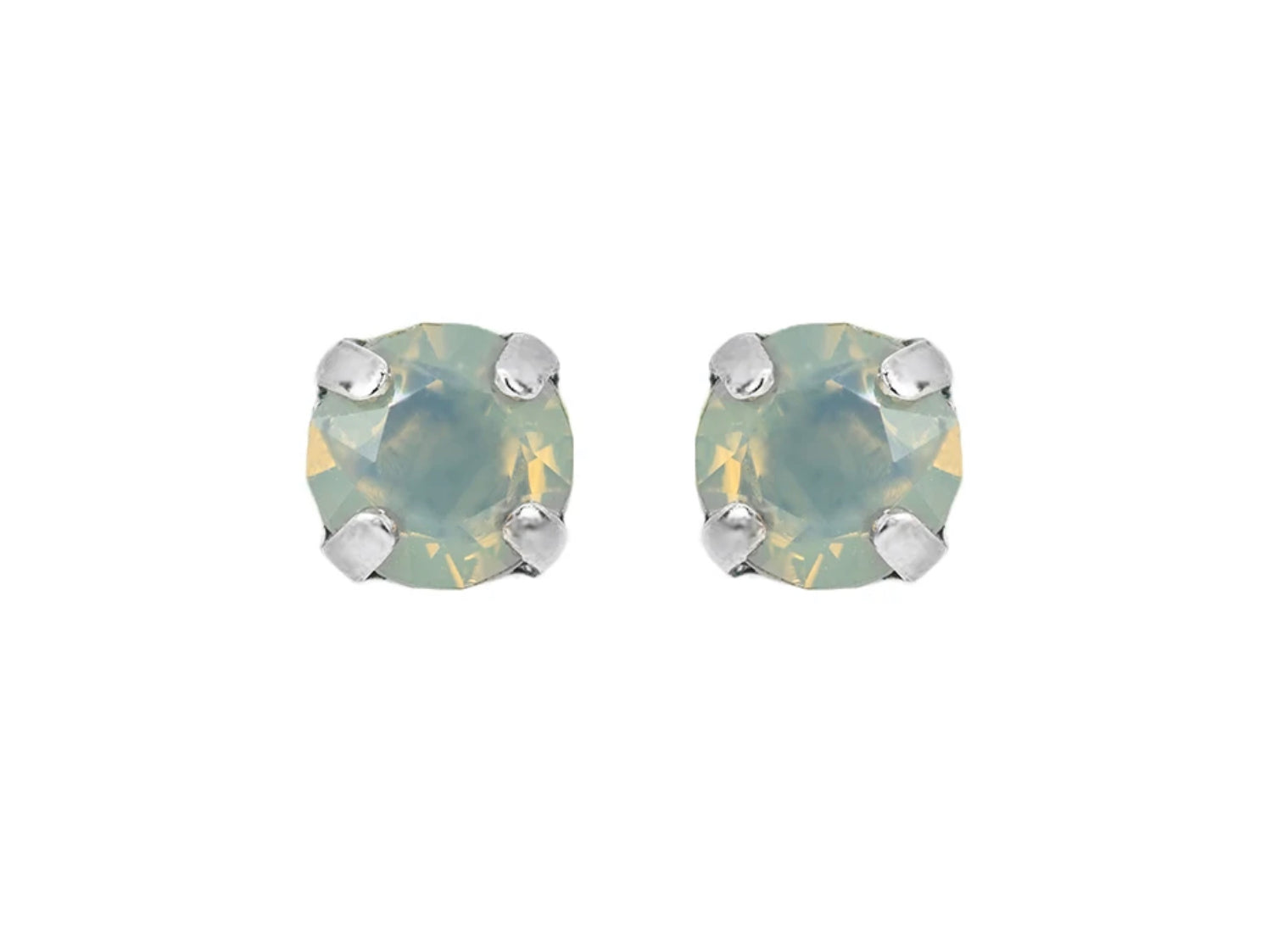 Mariana Silver Large Single Stone Post Earrings in "White Opal"