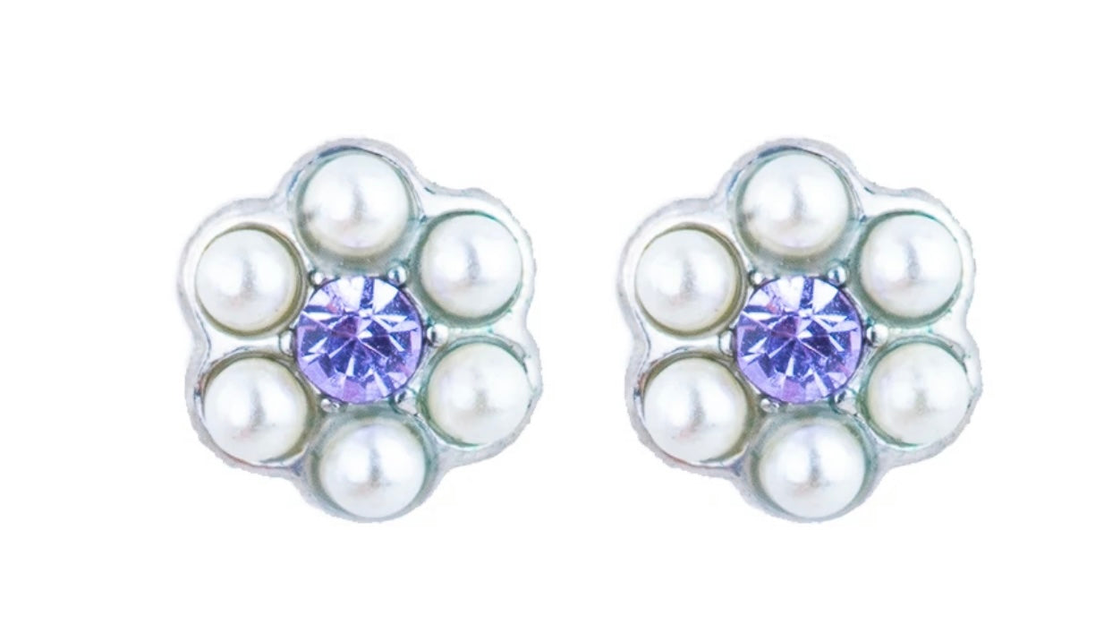 Mariana Silver Petite Crystal Flower Post Earrings in "Romance"
