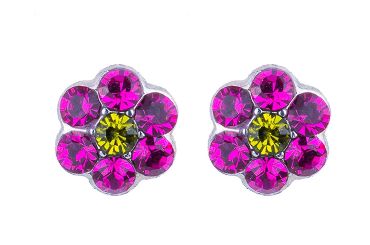 Mariana Silver Petite Crystal Flower Post Earrings in “Tiger Lily”