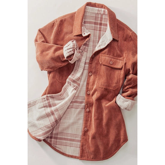 Corduroy Checkered Reversible Button Down Jacket Juli's Wearable Art