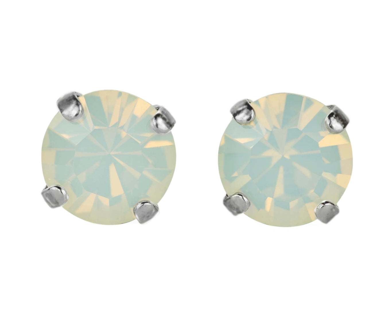 Mariana Antiqued Silver Must-Have Crystal Post Earrings in “White Opal”