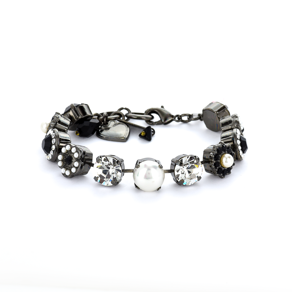 Mariana Gray Plated Lovable Rosette Crystal Bracelet in "Clear Night"