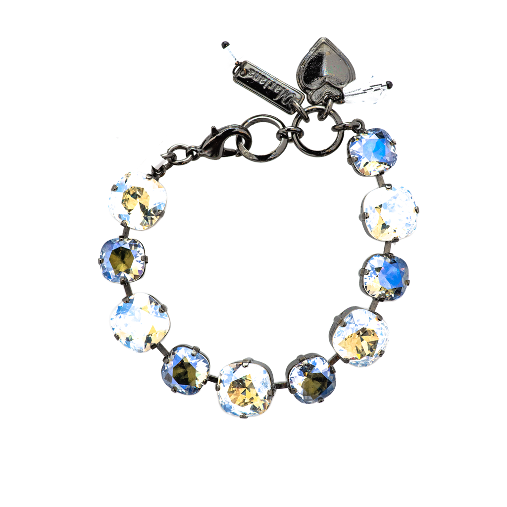 Mariana Gray Plated Small and Large Cushion Cut Crystal Bracelet in Crystal Moonlight