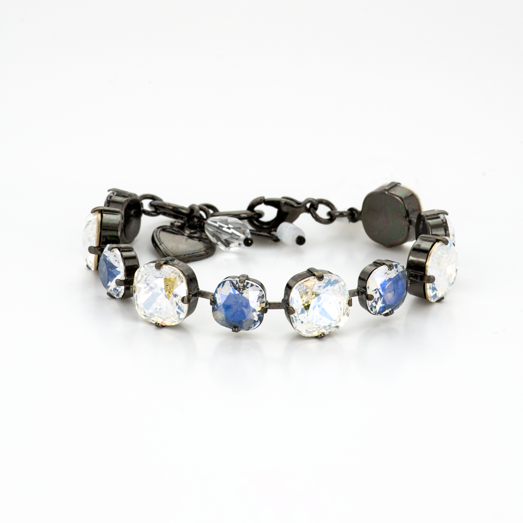 Mariana Gray Plated Small and Large Cushion Cut Crystal Bracelet in Crystal Moonlight