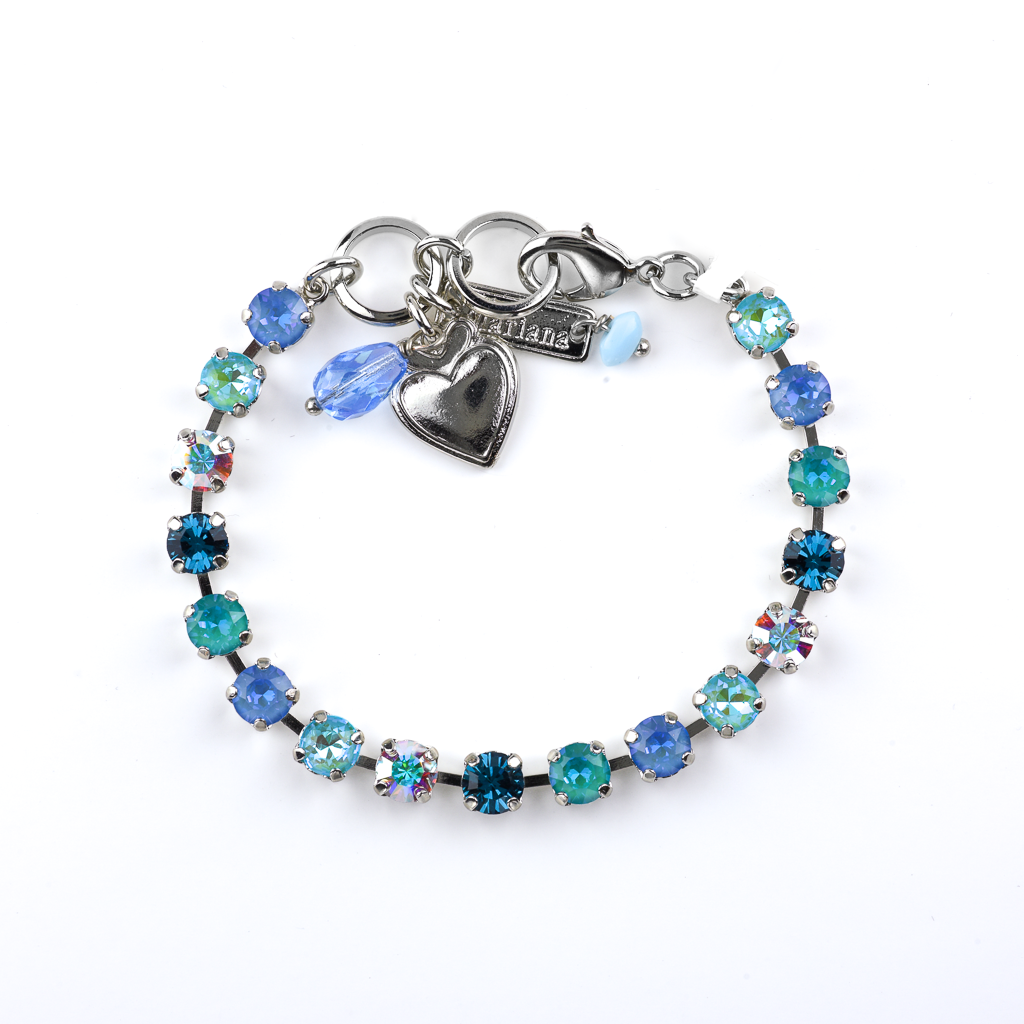 Mariana Rhodium Plated Round Petite Crystal Bracelet in Tranquil