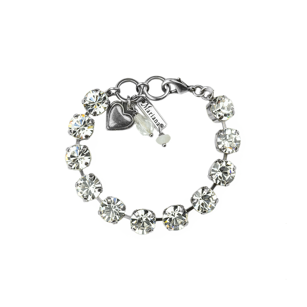 Mariana Antiqued Silver Plated Lovable Crystal Bridal Bracelet in "On a Clear Day”