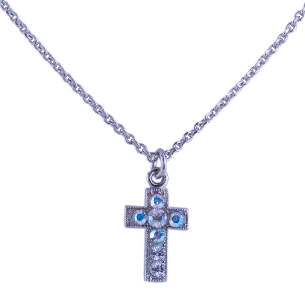 Mariana Rhodium Plated Petite Cross Pendant Necklace in “Winds of Change"