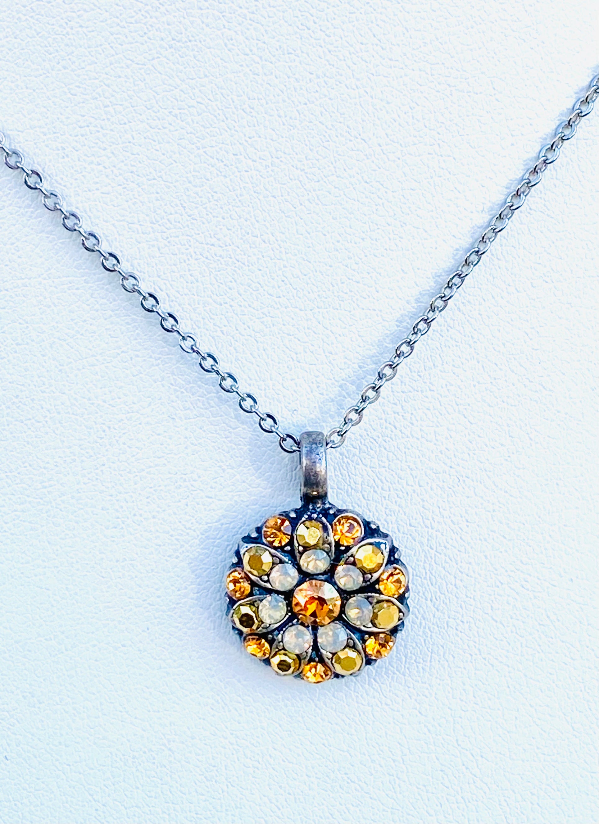 Mariana Antiqued Silver Guardian Angel Necklace in "Sunflower"